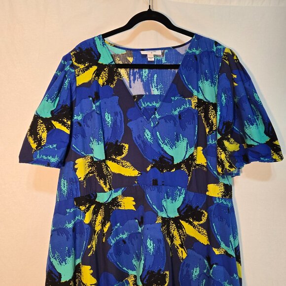 CHRISTOPHER JOHN ROGERS Blue Printed Puff Tired Dress Size 24W/26W New NO Tags! - Picture 5 of 16